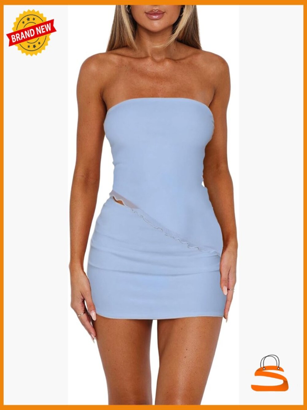 Two Piece Skirt Set with Strapless Tube Top and Mini Skirt
